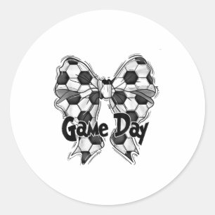 Coquette Bow Soccer Game Day Soccer Mom Mama Socce Classic Round Sticker