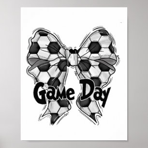 Coquette Bow Soccer Game Day Soccer Mum Mama Socce Poster