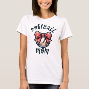 Coquette Bow Softball Mum T-Shirt