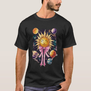 Coquette Bow Solar System Sun Planets Astrology Mo T-Shirt