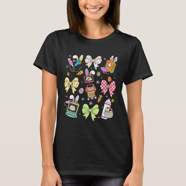 Coquette Bow Sonographer Easter Ultrasound Tech Rd T-Shirt (Front)