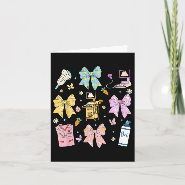 Coquette Bow Sonographer Easter Ultrasound Tech So Card (Front)