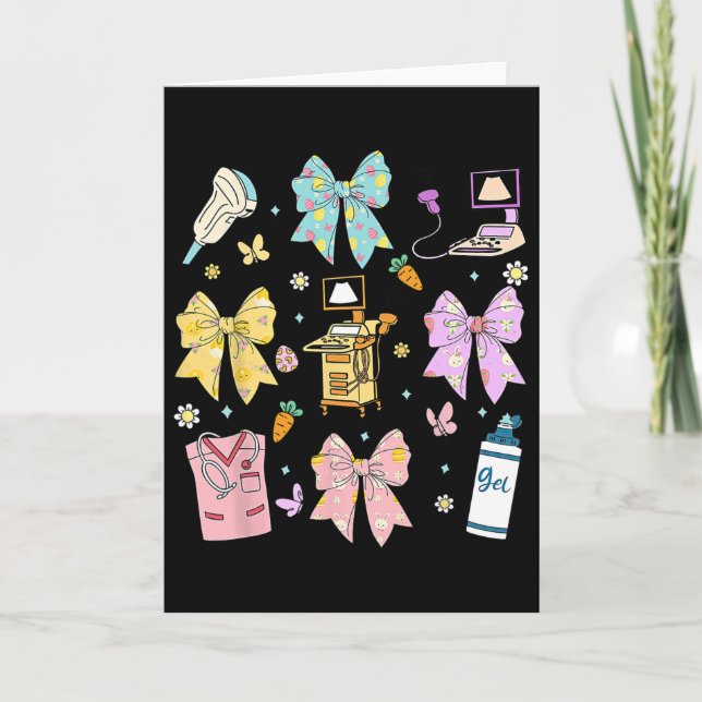 Coquette Bow Sonographer Easter Ultrasound Tech So Card (Front)