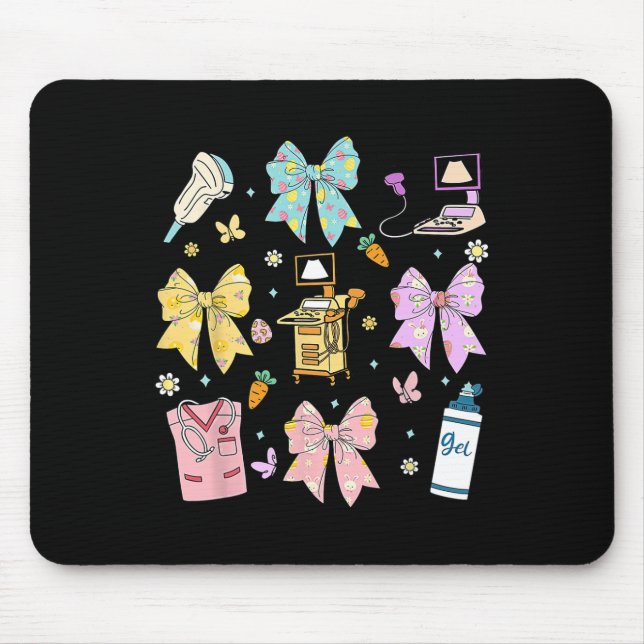 Coquette Bow Sonographer Easter Ultrasound Tech So Mouse Pad (Front)