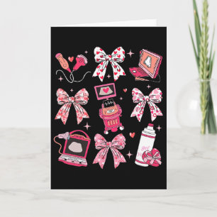 Coquette Bow Sonographer Valentine Ultrasound Tech Card