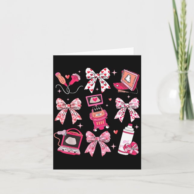 Coquette Bow Sonographer Valentine Ultrasound Tech Card (Front)