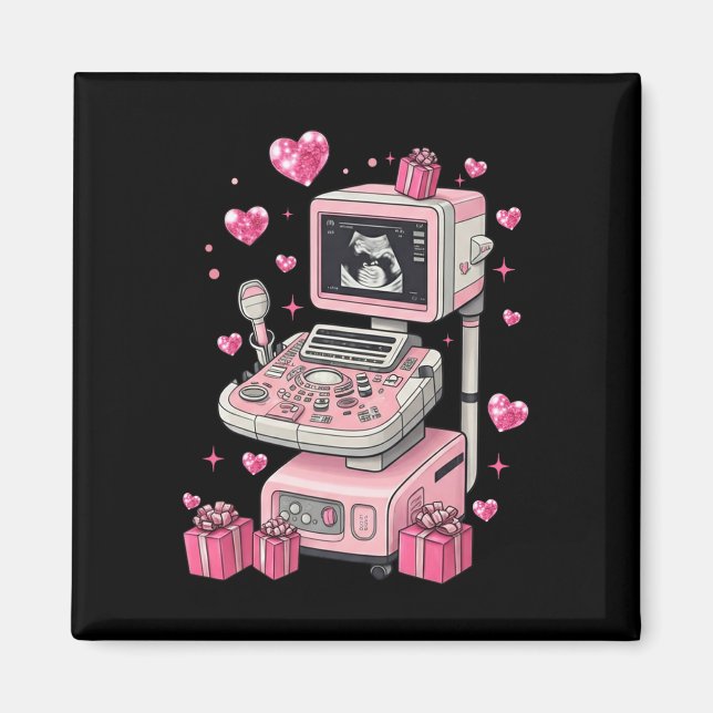Coquette Bow Sonographer Valentine Ultrasound Tech Magnet (Front)