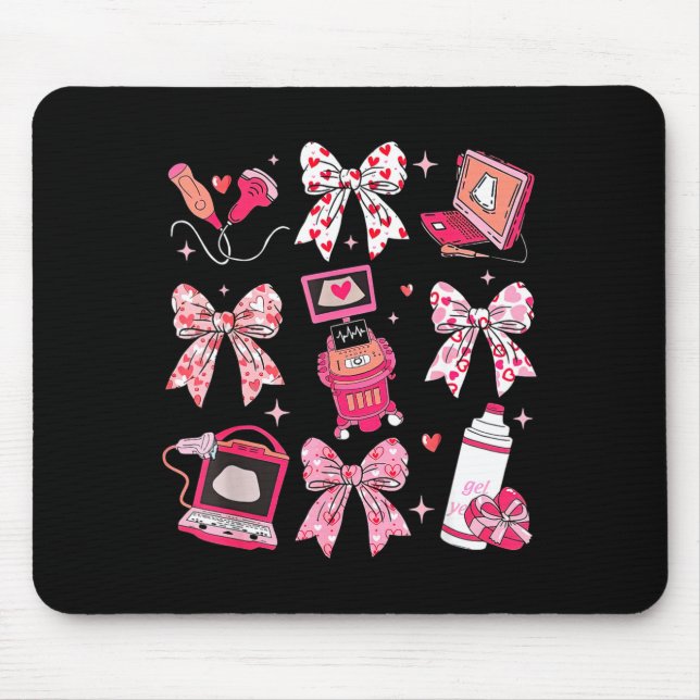 Coquette Bow Sonographer Valentine Ultrasound Tech Mouse Pad (Front)