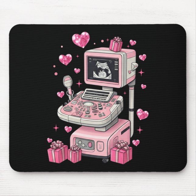Coquette Bow Sonographer Valentine Ultrasound Tech Mouse Pad (Front)