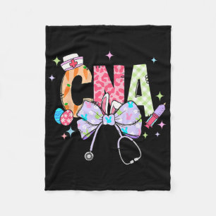 Coquette Bow Stethoscope Cna Nurse Happy Easter Da Fleece Blanket