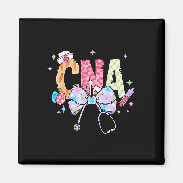 Coquette Bow Stethoscope Cna Nurse Happy Easter Da Magnet (Front)