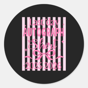 Coquette bow striped teacher summer cute last day classic round sticker