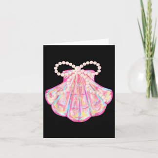 Coquette Bow Summer Vibes Pink Clam Funny Beach Va Card