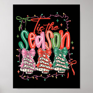 Coquette Bow Tis The Season Christmas Tree Cakes C Poster