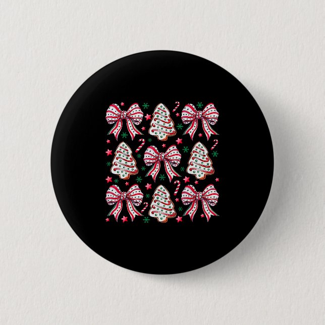 Coquette Bow Tree Cake Candy Cane Merry Christmas  6 Cm Round Badge (Front)