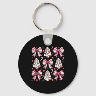 Coquette Bow Tree Cake Candy Cane Merry Christmas  Key Ring