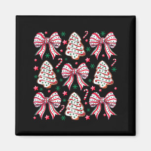 Coquette Bow Tree Cake Candy Cane Merry Christmas Magnet