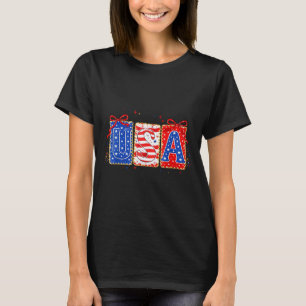 Coquette Bow USA Patriotic American Flag 4th of T-Shirt