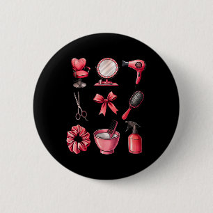 Coquette Bow Valentine Hair Stylist Hairdresser Co 6 Cm Round Badge