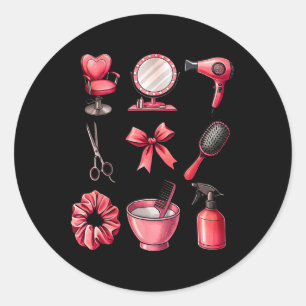 Coquette Bow Valentine Hair Stylist Hairdresser Co Classic Round Sticker