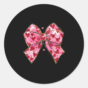 Coquette Bow Valentine Heart Bible Verse Women Gir Classic Round Sticker