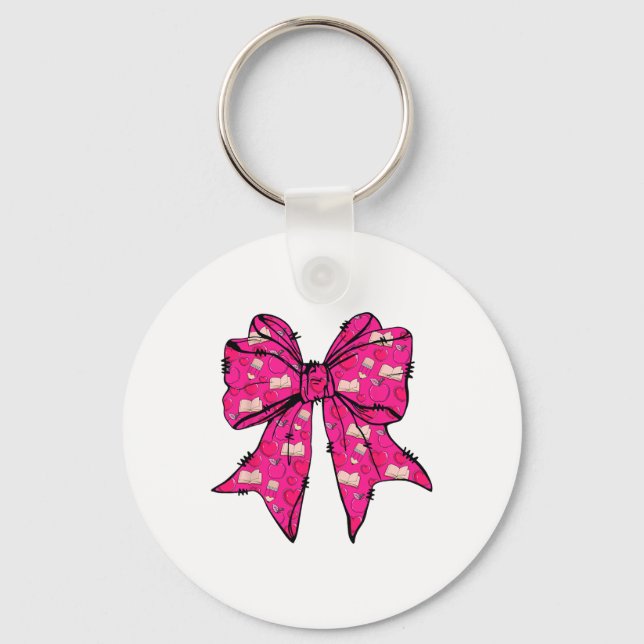 Coquette Bow Valentine’s Day Pencil Notebook Teach Key Ring (Front)