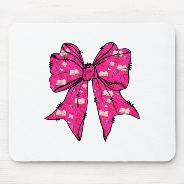 Coquette Bow Valentine’s Day Pencil Notebook Teach Mouse Pad (Front)
