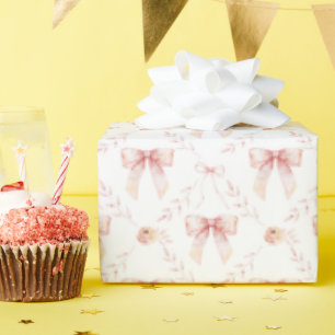 Coquette bow watercolor wrapping paper