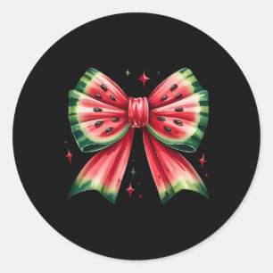 Coquette Bow Watermelon Summer Vacation Hawaii Bea Classic Round Sticker