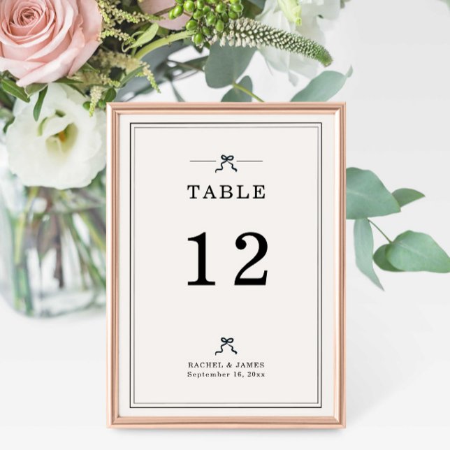 Coquette Bow Wedding Elegant Minimal Reception Table Number (Creator Uploaded)
