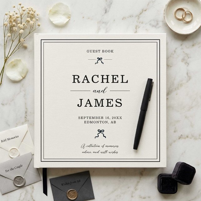 Coquette Bow Wedding Minimalist Elegant Keepsake Guest Book (Creator Uploaded)
