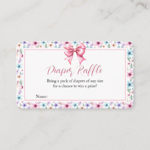 Coquette Bow Wildflowers Floral Diaper Raffle Card