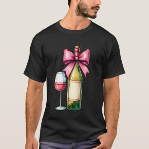 Coquette Bow Wine Drinking Drinker Pink Mothers Da T-Shirt