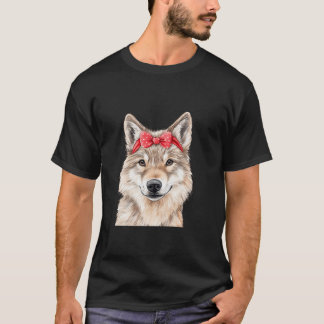Coquette Bow Wolf Cute Women Teen Girls  T-Shirt