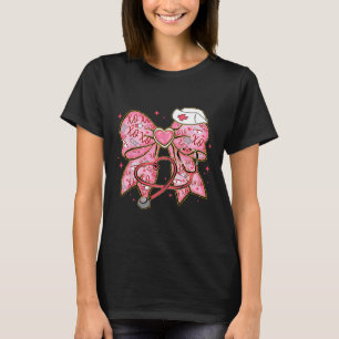 Coquette Bow Xoxo Nurse Valentines Day Stethoscope T-Shirt