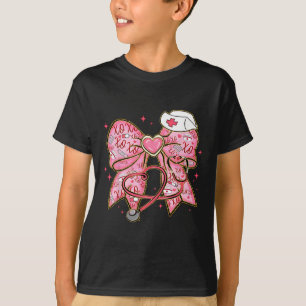 Coquette Bow Xoxo Nurse Valentines Day Stethoscope T-Shirt