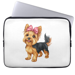 Coquette Bow Yorkshire Terrier Dog Yorkie Mum Girl Laptop Sleeve