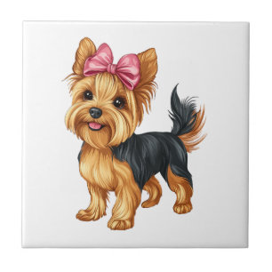 Coquette Bow Yorkshire Terrier Dog Yorkie Mum Girl Tile
