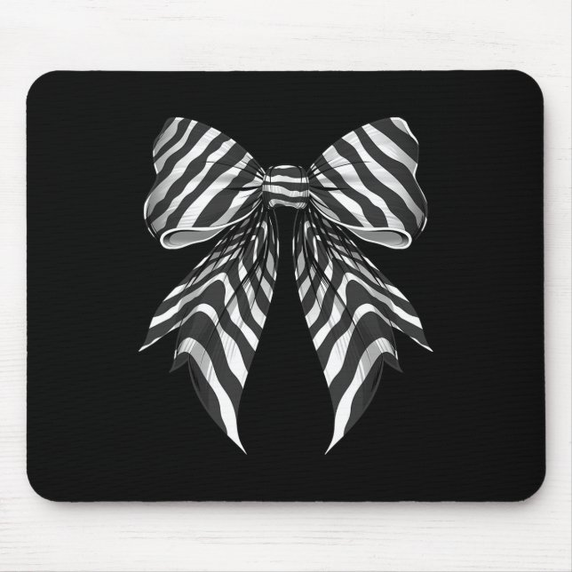Coquette Bow Zebra Skin Pattern Cute Halloween Cos Mouse Pad (Front)