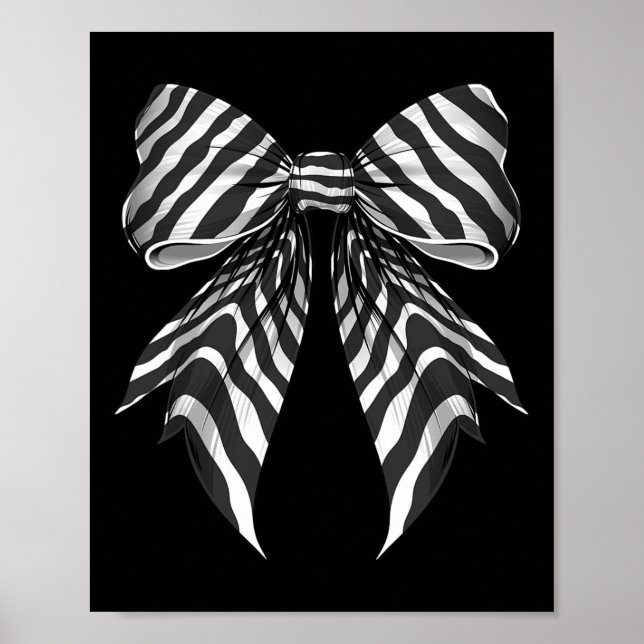 Coquette Bow Zebra Skin Pattern Cute Halloween Cos Poster (Front)