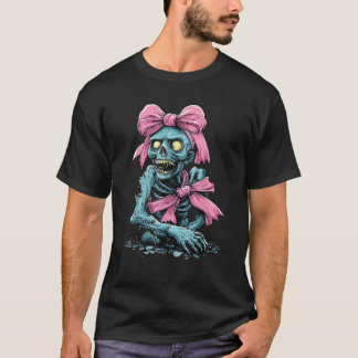 Coquette Bow Zombie Spooky Halloween Mum Mothers D T-Shirt