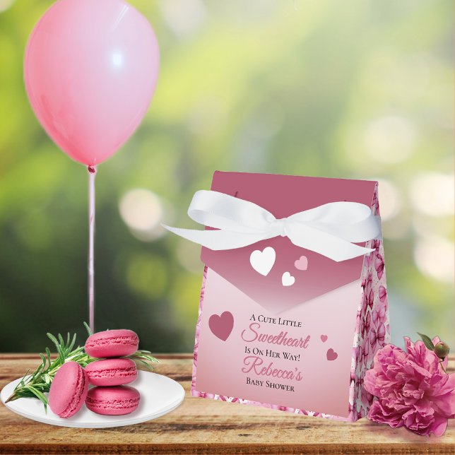 Coquette Bows A Little Sweetheart Baby Shower Favour Box (Coquette Bows "A Cute Little Sweetheart Is On Her Way!" Favor Boxes)