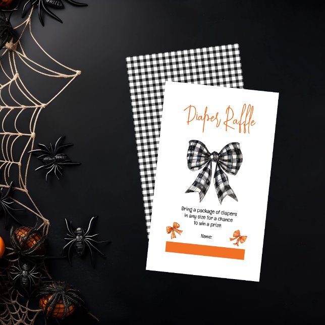 Coquette Bows Halloween Baby Shower Diaper Raffle Enclosure Card (Halloween Coquette Black | Orange Bows Girl Baby Shower Diaper Raffle Enclosure Insert Card)