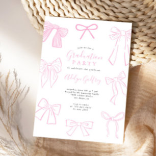 Coquette Bows Light Pink Graduation Party Invitation