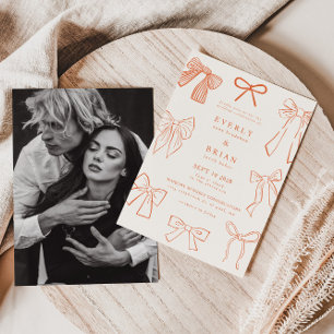 Coquette Bows Orange Wedding Invitation