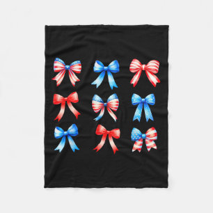 Coquette Bows Red White Blue Graphic Art Fleece Blanket