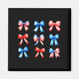 Coquette Bows Red White Blue Graphic Art Magnet