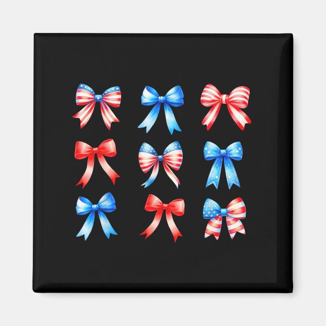 Coquette Bows Red White Blue Graphic Art Magnet (Front)