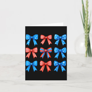 Coquette Bows Red White Blue USA Flag 4th of July Card