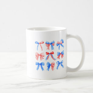 Coquette Bows Red White Blue Usa Flag 4th Of July  Coffee Mug